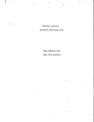 Utah Bureau of Land Management Salt Lake City District, Woodruff Pastures