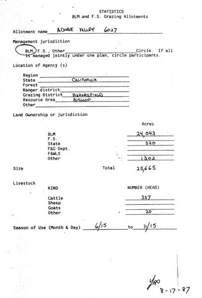 California Bureau of Land Management Bakersfield District