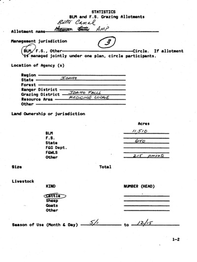 Idaho Bureau of Land Management Idaho Falls District