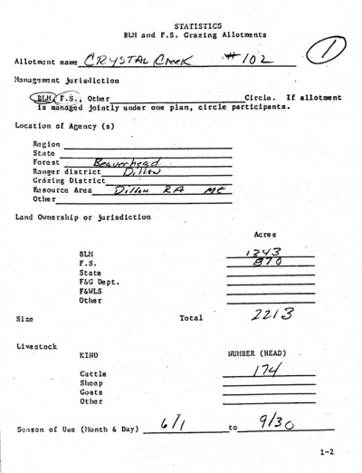 Montana Bureau of Land Management and United States Forest Service Butte District