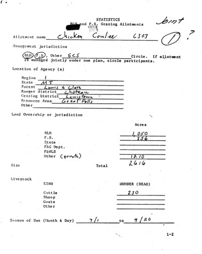 Montana Bureau of Land Management and United States Forest Service Lewistown District
