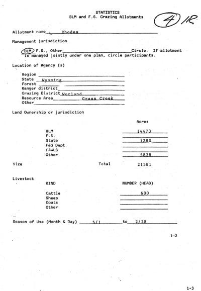 Wyoming Bureau of Land Management Worland District