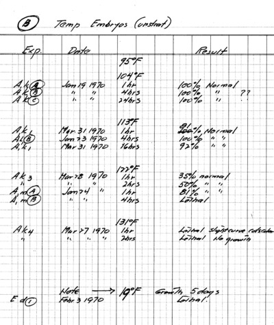 Experiment B, Temperature, Embryos, unStratified