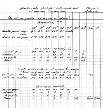 Growth rate Stratified Seed at various Temperatures