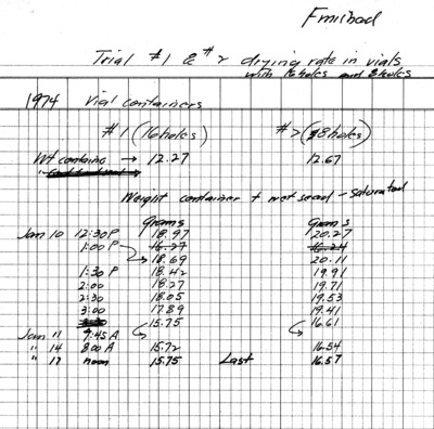 Experiment Drying rates in vials with holes