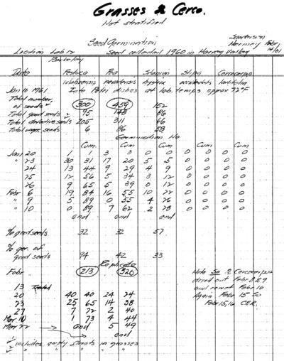 Germination of Select Grasses