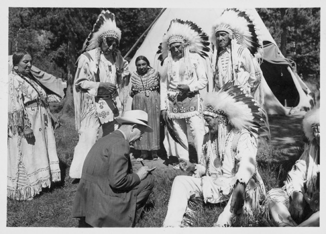 Chief Bull, George Bullchild, Wallace Nightgun, Mrs. Sanderville, Dick Sanderville, Mr. Undermouse, Mrs. Undermouse, R.H. Willicomb