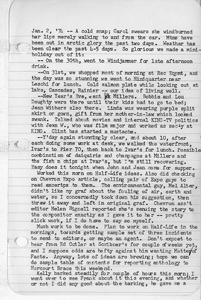 Ivan Doig diaries, 1974