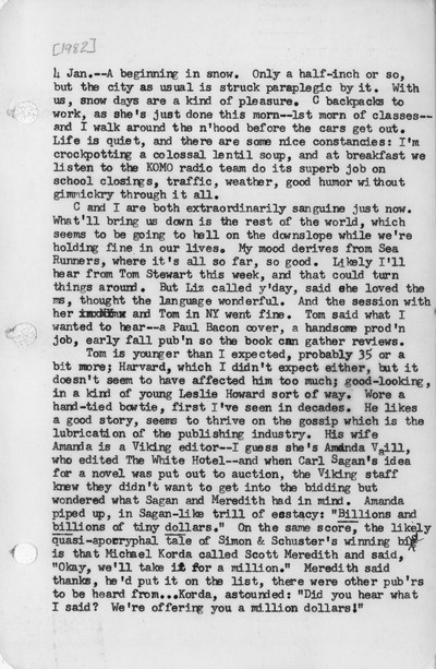 Ivan Doig diaries, 1982