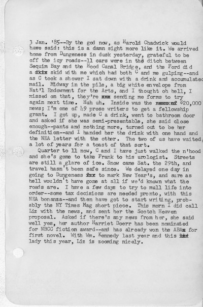 Ivan Doig diaries, 1985