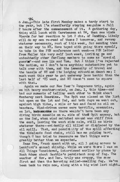 Ivan Doig diaries, 1986