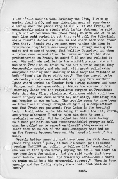 Ivan Doig diaries, 1987