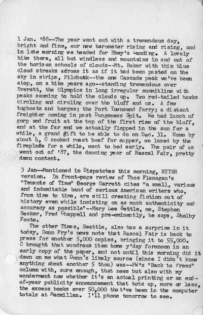 Ivan Doig diaries, 1988