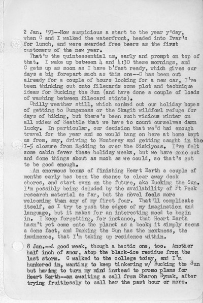 Ivan Doig diaries, 1993