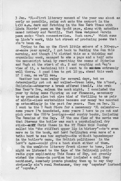 Ivan Doig diaries, 1994