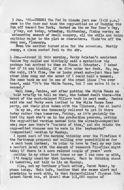 Ivan Doig diaries, 1996