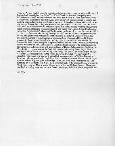 Ivan Doig diaries, 2011