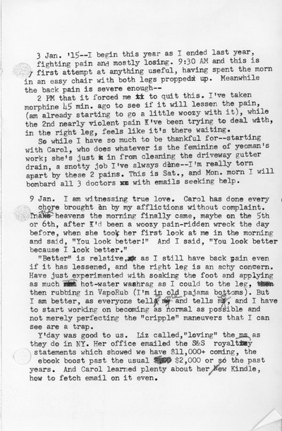 Ivan Doig diaries, 2015