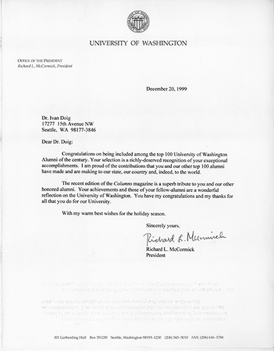 University of Washington 100 Alumni of the Century, Columns, December 1999