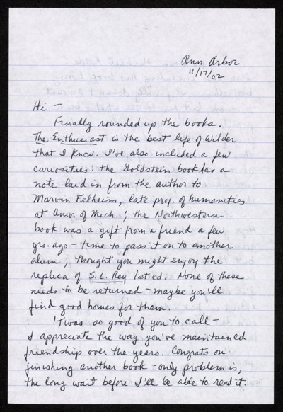 Letters to Tom Holden
