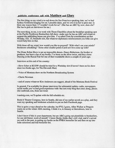 Bartender's Tale Publicity and Book Tour