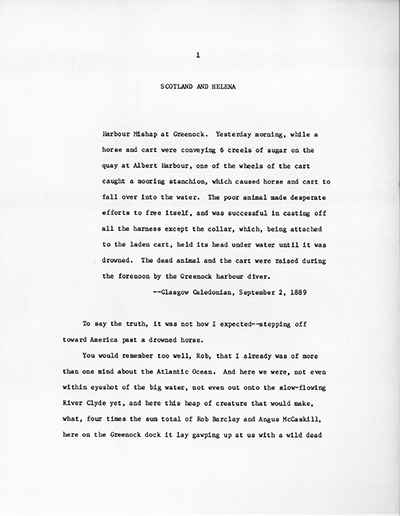Dancing at the Rascal Fair - draft samples & revisions; undated typed manuscript with Ivan's edits