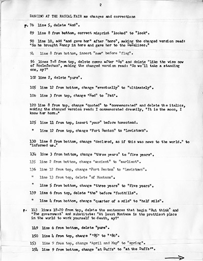 Dancing at the Rascal Fair - List of corrections and revised pages