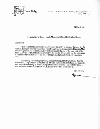 The Eleventh Man - Ivan's changes on Harcourt printout (cont.), correspondence