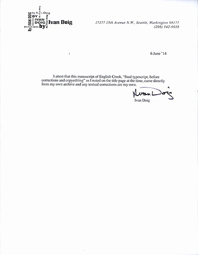 English Creek - original manuscript final typescript in clam shell box