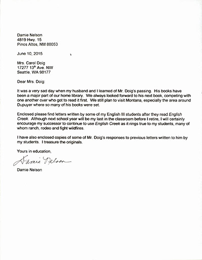 English Creek - New Mexico student letters