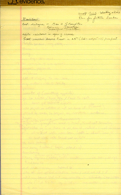 2 yellow pads with notes for Heart Earth