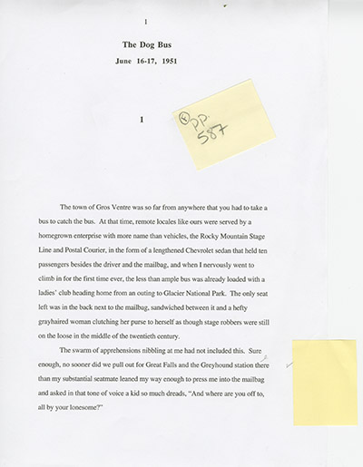 Last Bus to Wisdom - early manuscript drafts with corrections and cuts