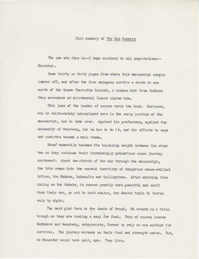 The Sea Runners - original plot summary