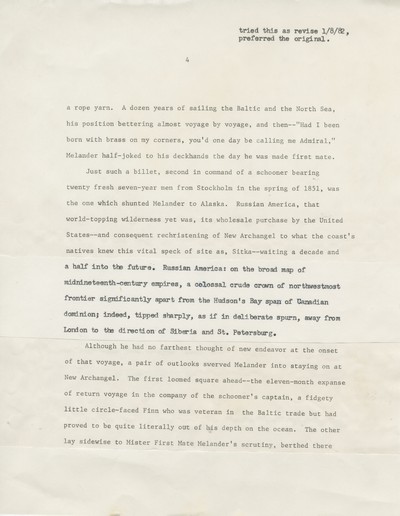 The Sea Runners - revised section that didn't work - January 1982