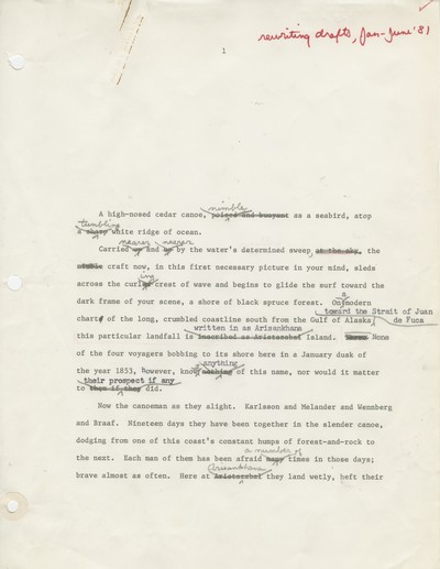The Sea Runners - rewritten drafts January-June 1981