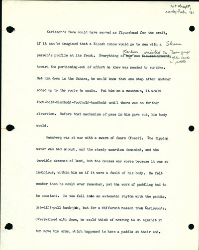 The Sea Runners - draft pages and revised pages