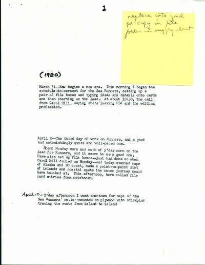 The Sea Runners material - Ivan's Journal & notes part 1