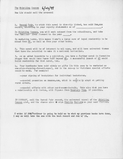 The Whistling Season - lead and synopsis
