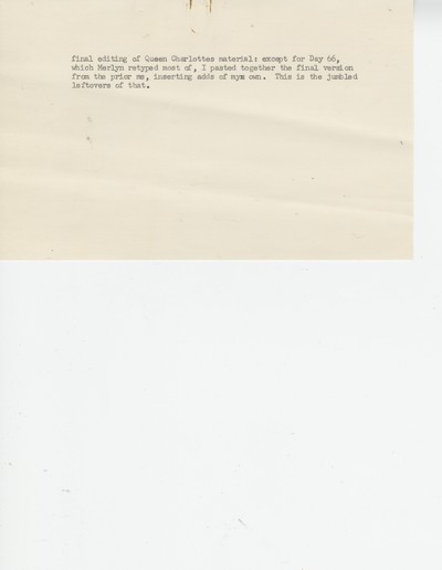 Winter Brothers - manuscript draft, final editing of Queen Charlotte's material, except for Day 66