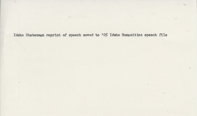 Speeches-Idaho Humanities speech - September 22, 1998