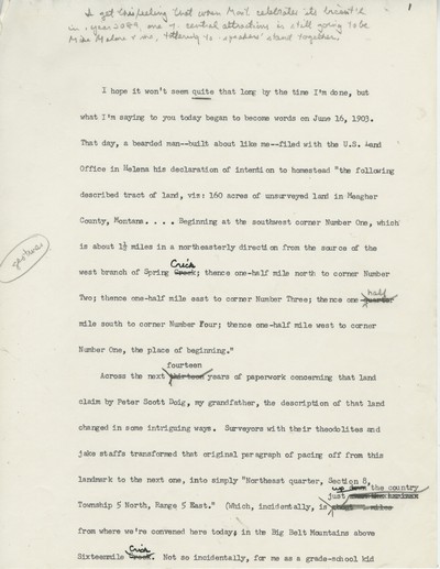 Speeches-Montana State University \"Lines on the Land\" speech - 1989