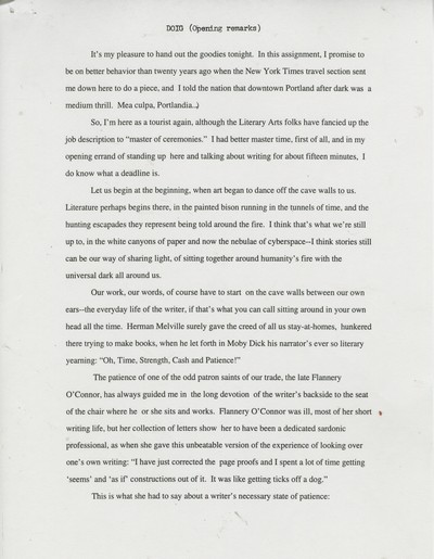 Short talks-Book Award speeches, Washington and Oregon - 1996