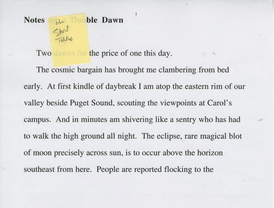 Short talks-Notes on a Double Dawn