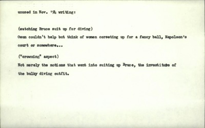 Bucking the Sun--Scene, Bruce diving