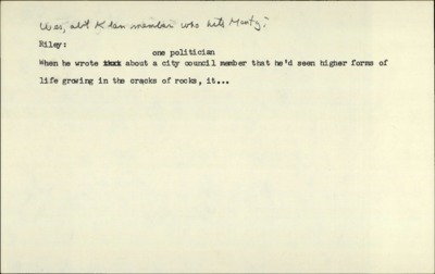 Prairie Nocturne--Monty back in New York