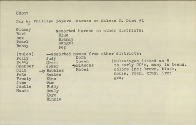 The Whistling Season--Horse names