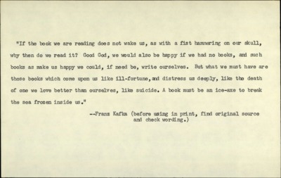 Unwritten books -Traveler in White space and Water Like a Stone --Water Like a Stone -Shelf life