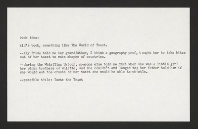 Writing ideas- World of Toast, children's book