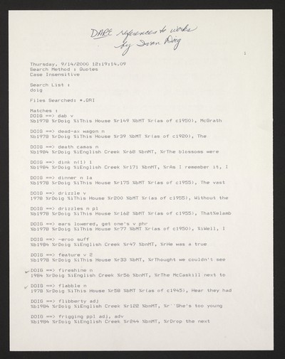 DARE correspondence and entries