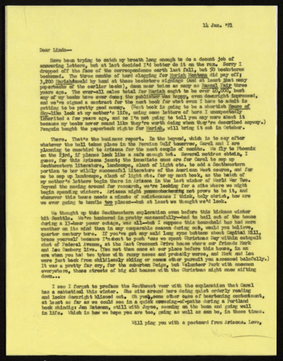 Linda Miller correspondence, 1991-2008